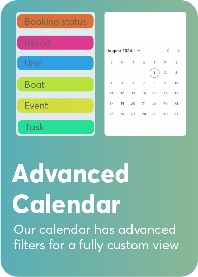 Advanced calendar showing booking and availability schedules for multiple properties